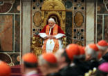 Image of Pope Benedict XVI addressing the Roman Curia in his annual Christmas message