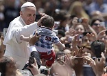 Image of Pope Francis arrives for the Mass with the leaders of the ecclesial movements