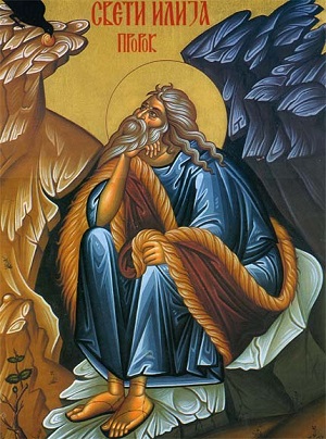A Byzantine Icon of Elijah under the broom tree