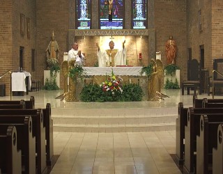 Image of Bishop Strickland in the live Mass for Sunday, May 10, 2020.