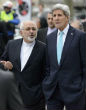 Image of Secretary of State John Kerry and Iranian Foreign Minister Mohammad Javad Zarif are rumored to be co-recipients of 2016's Nobel Peace Prize (Laurent Gillieron/EPA).