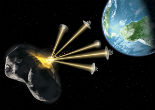 Image of Plans to deflect an asteroid include using lasers, mirrors, and solar sails to change its orbit. 